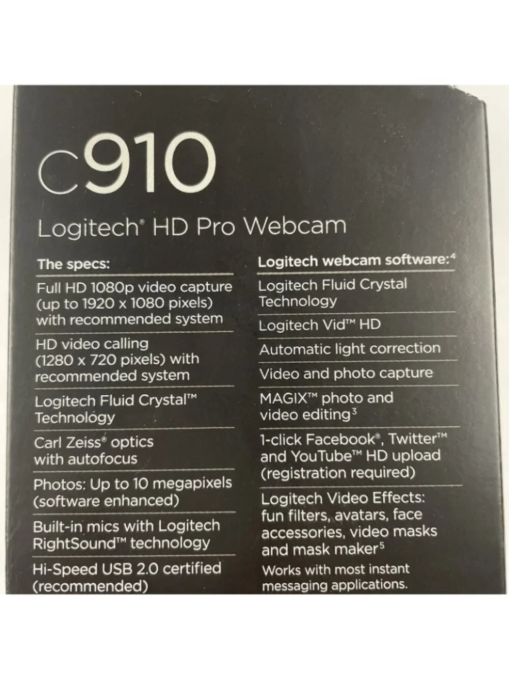 Logitech C910 Webcam HD Pro 1080p with Logitech Vid HD, Black